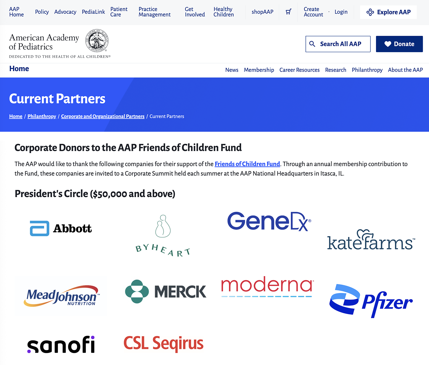 American Academy of Pediatrics Receives Funds From Pharmaceutical Companies